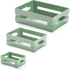 USE FAMILY - Set of 3 Vintage Style Pastel Green Indira Baskets - Mixing Tray - Box with ASA - Small Organiser, Medium and Large Box