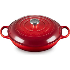 Le Creuset Signature Cast Iron Gourmet Professional apaļā apaļā kastrolis, diametrs 30 cm, 3,5 l, piemērots visiem plīts veidiem, ieskaitot indukcijas, 5,555 kg, ķiršu sarkans, 21180300602430