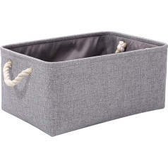 PWVMWM Fabric Storage Boxes Grey with Handles, Small Grey Storage Basket, Canvas Storage Box for Cupboards, Shelves, Toys, Clothes, Office (Grey, Small)