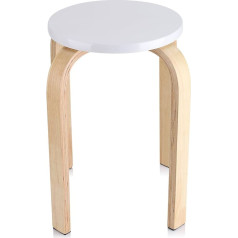 SOULONG apaļš stackable taburete Koka dušas krēsls Vannas krēsls taburete Mājas taburete 45,5 x 30 cm balta (1 iepakojums)