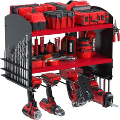 Tool Storage Drill Storage Wall Mounted Battery Impact Drill 4 Slots Heavyduty Electric Drill Storage Rack Screwdriver Organisation Tool Holder Tool Rack (Red)