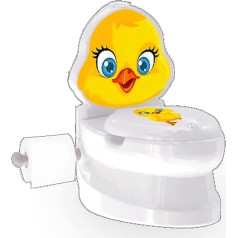 My Little Toilet Chick ar skalošanas skaņu un tualetes papīra turētāju - viegli tīrāms, piesūcekņi labam satvērienam, tualetes papīra turētājs, noņemama atzveltne, LED gaisma