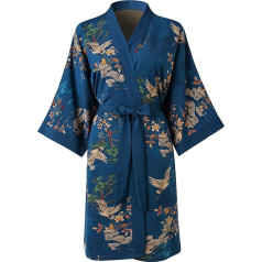 Ledamon Sieviešu kimono īss halāts sievietēm - kabatas ziedu naktskrekls naktskrekls