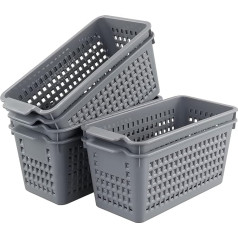 Cadine Plastic Storage Baskets, Black, White, Grey, Set of 6