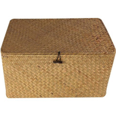 Nagoyuki Aufbewahrungskorb aus geflochtenem Stroh mit Deckel für Make-up Organizer Aufbewahrungsbox Algen Wäschekorb aus Rattan (L)