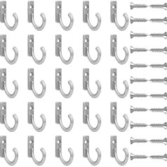 Umsole Set of 30 Wall Hooks/Single Hooks/Robe Hooks with Screws for Hanging Coat, Keys, Hat, Jewellery, Silver