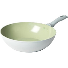 Salter BW09285 Zemes Wok panna ar indukciju 28 cm, liela Wok panna ar apaļu pamatni, ar augstu malu gatavošanai, viegli tīrāms neslīpo titāna keramikas pārklājums, bakelīta rokturis bez PFAS/PFOA un bakelīta rokturis, panna maisīšanai un cepš