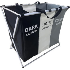 Large Laundry Basket Foldable 3 Section Laundry Hamper Portable Laundry Sorter for Dirty Clothes with Handle Large Capacity Fabric Laundry Baskets for Bathroom Bedroom Home