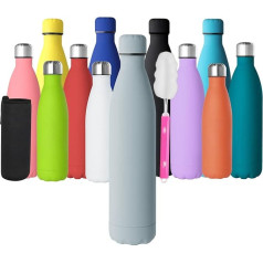 GeeRic Drinking Bottle 1 Litre Stainless Steel Thermos Flasks Double-Walled Thermos Flask 1000 ml Leak-Proof BPA-Free Rustproof Insulated Flask and Keeps Cold with Cup Brush, Cup Protection