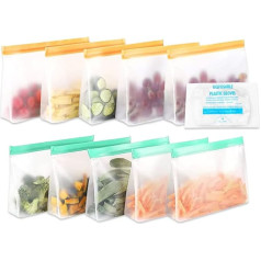 Anlising Pack of 10 Reusable Food Bags, PEVA pārtikas uzglabāšanas maisiņi, Stand Base Design, Zipper pārtikas maisiņi, pārtikas Ziplock Bag, saldētavas soma, sūtīt 100 vienreizlietojamie cimdi