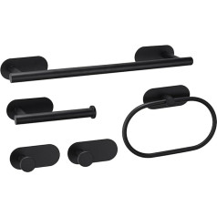 Black Bathroom Accessories, 5 Piece Stainless Steel Bathroom Hardware Kit - 16
