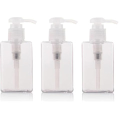 3 iepakojuma atkārtoti uzpildāmas kvadrātveida sūkņa pudeles Plastmasas kosmētikas losjons vannas dušas šampūns ziepju kondicionieris sejas tīrīšanas līdzeklis Stikls caurspīdīgs