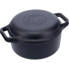 Victoria 6L Cast Iron Combination Cooker Dutch Oven and Frying Pan Combination Cooker Made in Colombia Set of 2 Black