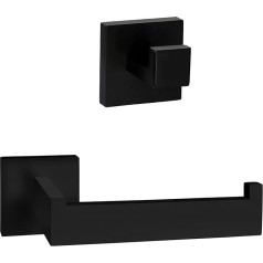 ECENCE tualetes ruļļu turētājs Towel Holder Square Design Vannas istabas piederumi Nerūsējošais tērauds 304 Black