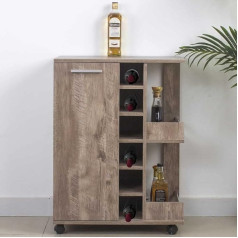 BAKAJI Мобильный бар Wine Rack Wine Bottles Wood Cellar 6-Seater Chalice Taupe Wood Material 60 x 37 x 82 см