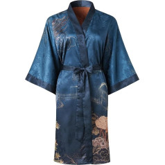 Ledamon Sieviešu kimono īss halāts - klasisks ziedu peldmēteļu naktskrekls