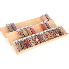 Cinnani Spice Rack Drawer, 6 līmeņi, bambusa garšvielu turētājs, garšvielu organizētājs, garšvielu turētāja atvilktnei un skapītim, bambusa koka virtuves garšvielu turētājs, garšvielu turētājs, garšvielu organizētājs atvilktnē