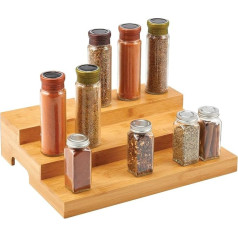 mDesign Spice Rack - praktisks 3 līmeņu bambusa virtuves organizators - garšvielu turētājs garšvielu un citu iepakotu pārtikas produktu uzglabāšanai - dabīgs