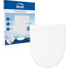 Bemis Click & Clean® D-Shape tualetes poda sēdeklis ar mīksto aizvēršanas mehānismu, tīrīšana ar vislabāko higiēnu, pateicoties patentētajai izņemšanas sistēmai, viegla uzstādīšana no augšas, antibakteriāls plastmasa, balts, D-veida