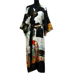 Shanghai Tongue® Geisha Kimono Bath Robe Night Gown Black One Size