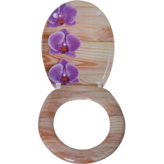 VEREG Duroplast Purple Orchid tualetes poda sēdeklis ar Soft-Close mehānismu klusai aizvēršanai, ovāla forma, ērts sēdeklis, maksimālā slodze 150 kg