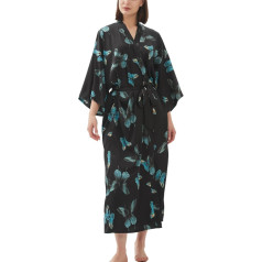 Getitsoon Sieviešu kimono halāts Ilgs ģērbšanās kleita Satīna kardigāns drukāts halāts līgavas līgavas līgavainis