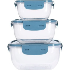 OrionMart 3 iepakojuma hermētiski un atkārtoti lietojami plastmasas pārtikas uzglabāšanas trauki ar vāciņiem BPA Free 100% Leak Proof Freezer Safe Microwave Safe Square Stackable