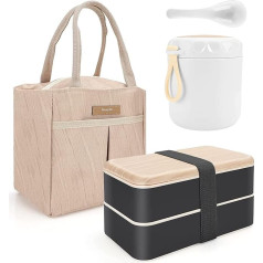 Achort Bento Box 1200 ml pusdienu kārba ar 400 ml zupas krūzi, izolētu pusdienu maisiņu un galda piederumiem skolai un darbam bērniem un pieaugušajiem, piemērots bērniem un pieaugušajiem, piemērots mikroviļņu krāsnij, mazgājams trauku mazgā