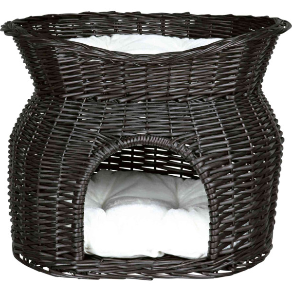 Trixie Guļvieta kaķiem : Trixie Wicker cave with bed on top and 2 cushions, 54 × 43 × 37 cm, black