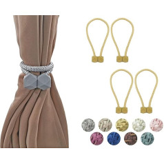 HYX Pack of 4 Magnētiskie aizkaru stiprinājumi Tiebacks Tiebacks Modern Curtain Tiebacks Clips Curtain Rope Holder Tiebacks Dekoratīvie Tiebacks dekoratīvie stiprinājumi mājas birojam (dzeltens)