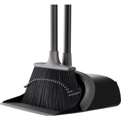 Broom and Dustpan Set, Extendable Broom with Handle, Dustpan Set with Comb Teeth, Shovel and Broom Set with 4 Layers Bristles, Foldable Dustpan with Long Handle for Cleaning