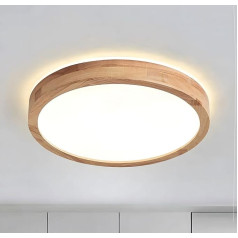 WayLuoung LED koka griestu gaisma, diametrs 30 cm, 4500 K, 1620 lm, 18 W, griestu gaisma ar apaļu virsmu, 360° gaismas, dabīgā koksne, guļamistaba, dzīvojamā istaba, bērnu istaba, virtuve, ēdamistaba