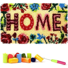 ROCKY&CHAO Latch Hook Kit Carpet Embroidery Latch Hook Carpet Handmade DIY Adult Craft Kit Home Flower