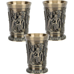 Hapivida Vīna glāze Metāla Vintage Whisky Shot Glass Rokas reljefs Mini kauss Dāvana Svētā Grāla kauss ar metāla ieliktni Vīna glāze Vīna kauss Bruņinieka rotājums (3 gab.)