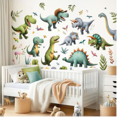 Little Deco Wandsticker Dinosaurier Set Wandtattoo Tiere Kinderzimmer Jungen Wandaufkleber für Babyzimmer Palmen Dino Wanddeko Sticker DL5049-05