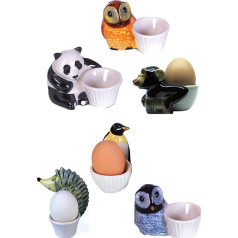 B2SEE LTD Ceramic Egg Cups Set Animals Farm Family Farm Animal World 6 Piece