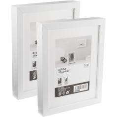 Ikea RIBBA Chunky Thick Box Picture Frame, White, 18 x 24 cm (with 13 x 18 cm Mat), Fibreboard & Plastic, Set of 2