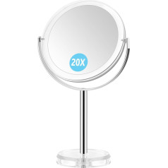 MIYADIVA Vanity Mirror for Dressing Table Magnification 360° Rotation Double Sided 1X 20X Magnification Mirror on Stand Bathroom Mirror Free Standing 6.7