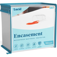 LUCID Encasement Matratzenschoner, komplett umrandete Matratze für Wasserdichten Schutz, Weiß, King Size