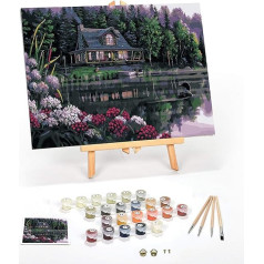 Ledgebay Paint by Numbers for Adults with Brush Set (Silent Water) - Paint-By-Numbers Adult Painting Set with Frame, 30 x 40 cm Canvas & Canvas - Painting Hobbies for Adults and Beginners