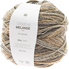 Rico Design Creative Melange Aran Wonderball, gradientu vilna, adatu izmērs adīšanai vai tamborēšanai, 200 g bumbiņa (001, 200)