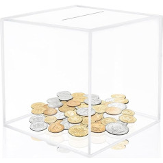 Caurspīdīga Piggy Bank pieaugušajiem Akrila Piggy Bank Square Money Box Break Open Money Box 18x18x18cm