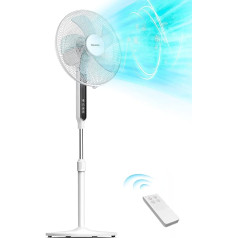 PELONIS Pedestal Fan, 16 Inch DC Motor Fan, Quiet with Remote Control, Floor Fan, Energy Saving, 12 Speed Levels, 12H Timer, Air Circulation