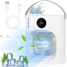 Glovios 4IN1 Mini Luftkühler,Mobile Klimageräte,Mini Klimaanlage mit Aromatherapie und Luftbefeuchter, USB Air Cooler,3 Windgeschwindigkeiten für Zuhause, Büro