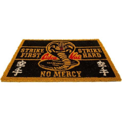 Pyramid Cobra Kai durvju paklājs (No Mercy Design) 40cm x 60cm Sagaidīšanas paklājs, priekšējo durvju paklājs un kokosšķiedras durvju paklājs, Cobra Kai oficiālais atribūts