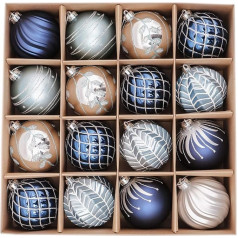 Valery Madelyn Christmas Baubles, 8 cm plastmasas eglīšu bumbas ar pakaramajiem, Ziemassvētku eglīšu rotājumi, daudzpusīgs iepakojums, 16 gab. komplekts