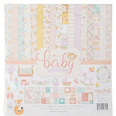 Echo Park Paper Company Hello Baby Girl Collection Kit Papīra komplekts, rozā, zilā, dzeltenā, dzeltenā, violetā, oranžā krāsā