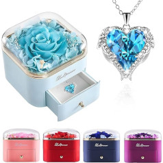 Echte ewige Rose Halskette Schmuck-Geschenk-Box, konservierte Blume Rose Geschenk-Box, romantische Dame Geschenk, Valentinstag Hochzeitstag Geburtstag Geschenk, Geschenk für Frau Mutter Oma Freundin