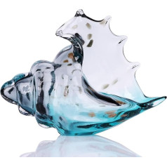 DOVDOV Hand Blown Glass Seashell Statue Blue Glass Art Figurine Piekrastes dekori ar jūras gliemežvākiem Dzīvojamā istaba TV skapīša apdare Grāmatu plaukta apdare Priekšnams Shell Horn apdare