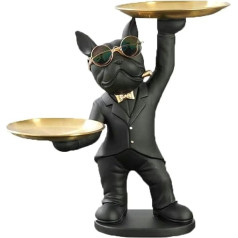 BAOJULONG Adorable franču buldogu statuja ar paplāti, buldoga figūra Dekoratīvs suns skulptūra, franču buldogs Dekoratīvs figūra ornaments dzīvojamā istaba galda apdare Home Decor dāvanas